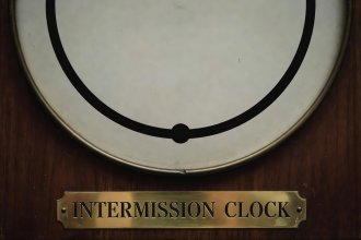 Clock dial showing a 20 minute intermission pause