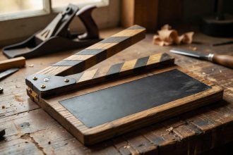 Traditional wooden production clapperboard slate