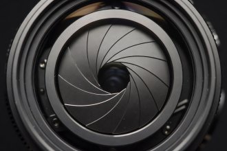 Aperture iris blades inside an optical cine lens